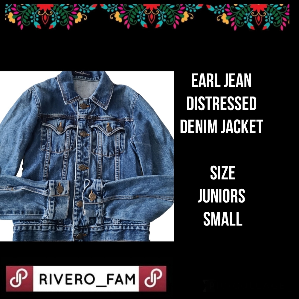 EARL JEAN| DISTRESSED DENIM JACKET| SIZEJUNIORS SMALL